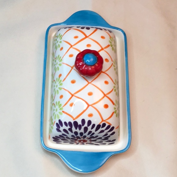 Artistic Accents by Coastline Imports Hand Painted Floral Covered Butter Dish - Picture 3 of 8